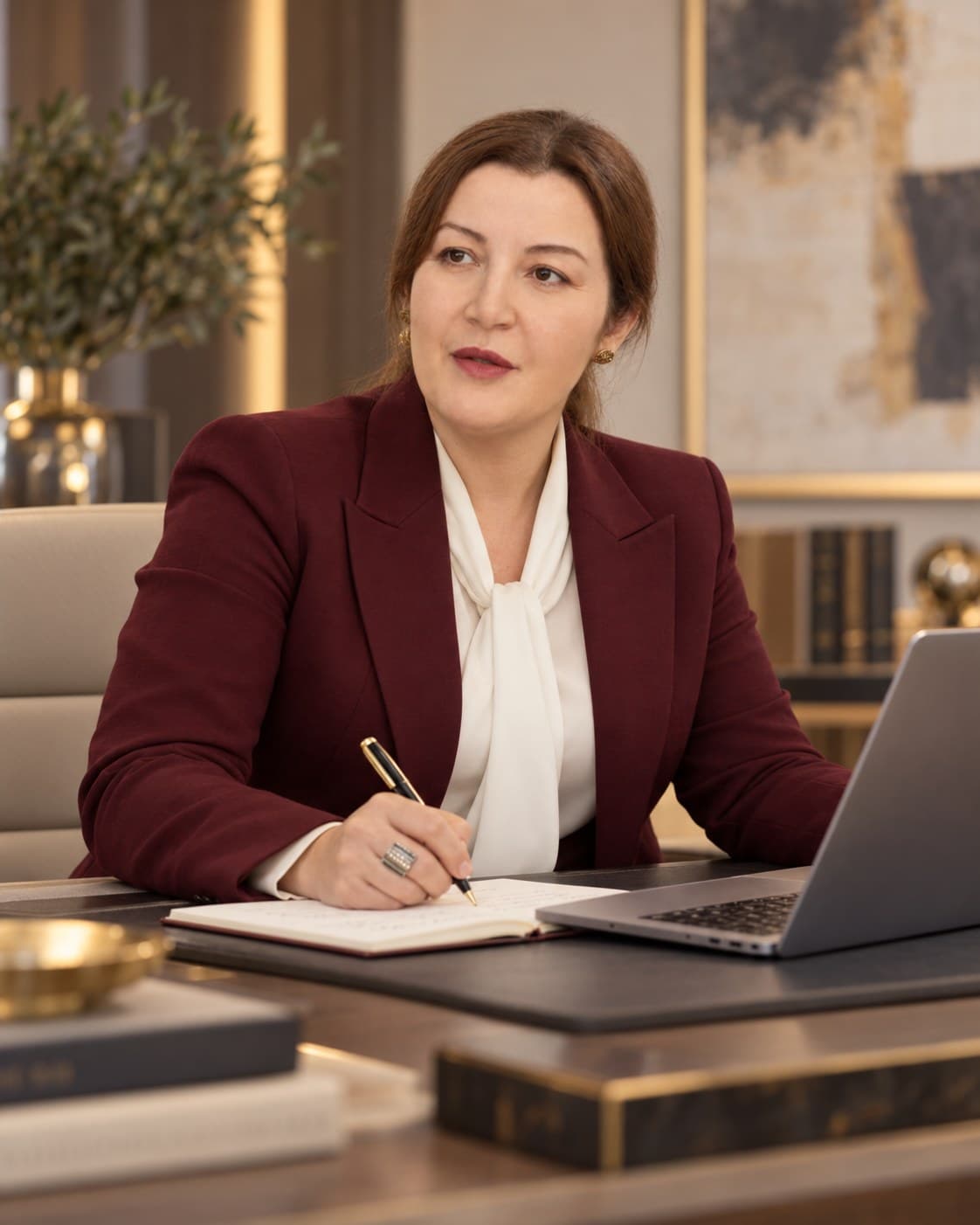 Jihane Alhalabi trabalhando em seu escritório